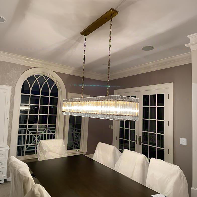 Santa 72 Inch Ribbed Glass Rectangular Chandelier