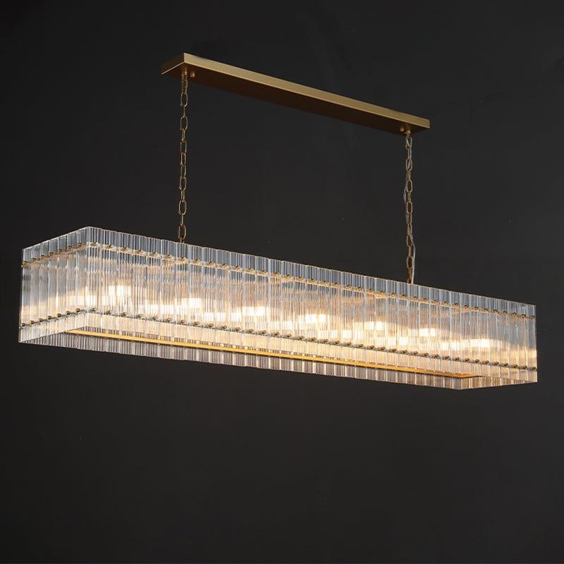Santa 72 Inch Ribbed Glass Rectangular Chandelier