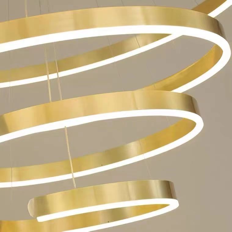 Gold Ring LED Chandelier Light With Wrought Iron Accents For Living Room-MEET LIGHTING