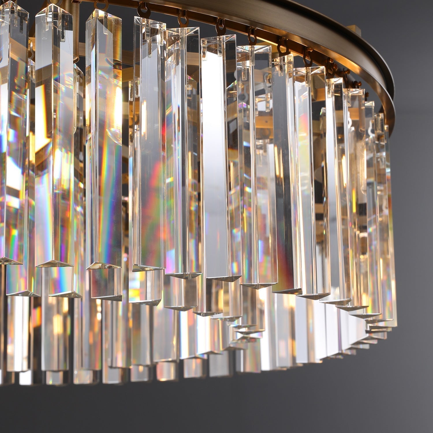 Rhys Round Chandelier 43", Crystal Prism