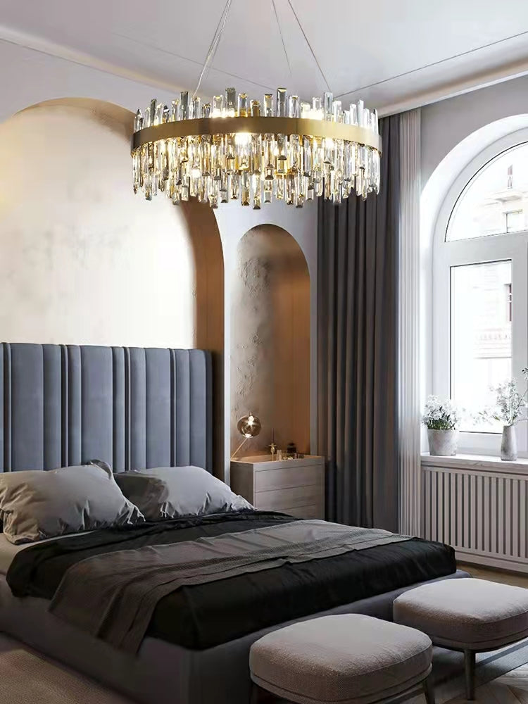 Round Ring Crystal Chandelier Luxury Modern Ceiling Fixtures Light For Living And Dining Room-MEET LIGHTING