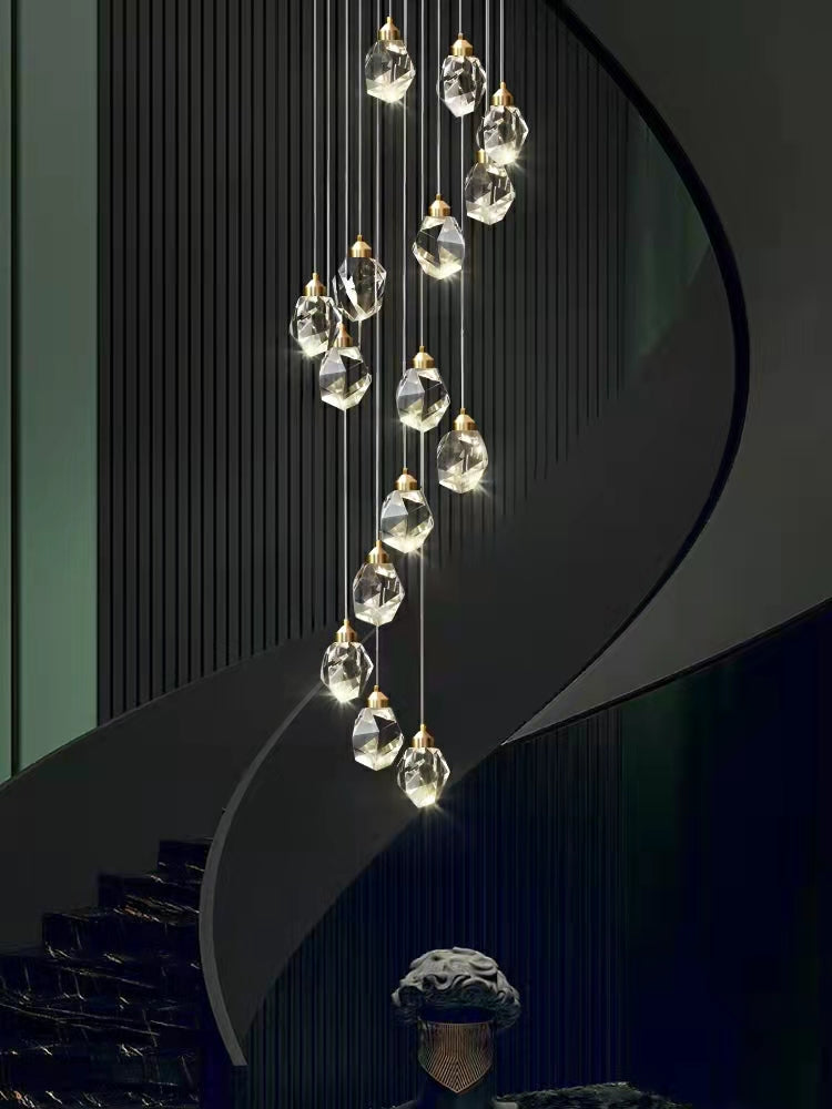 Modern Crystal Chandelier Foyer Living Room Droplight Hall Decoration Lights-MEET LIGHTING