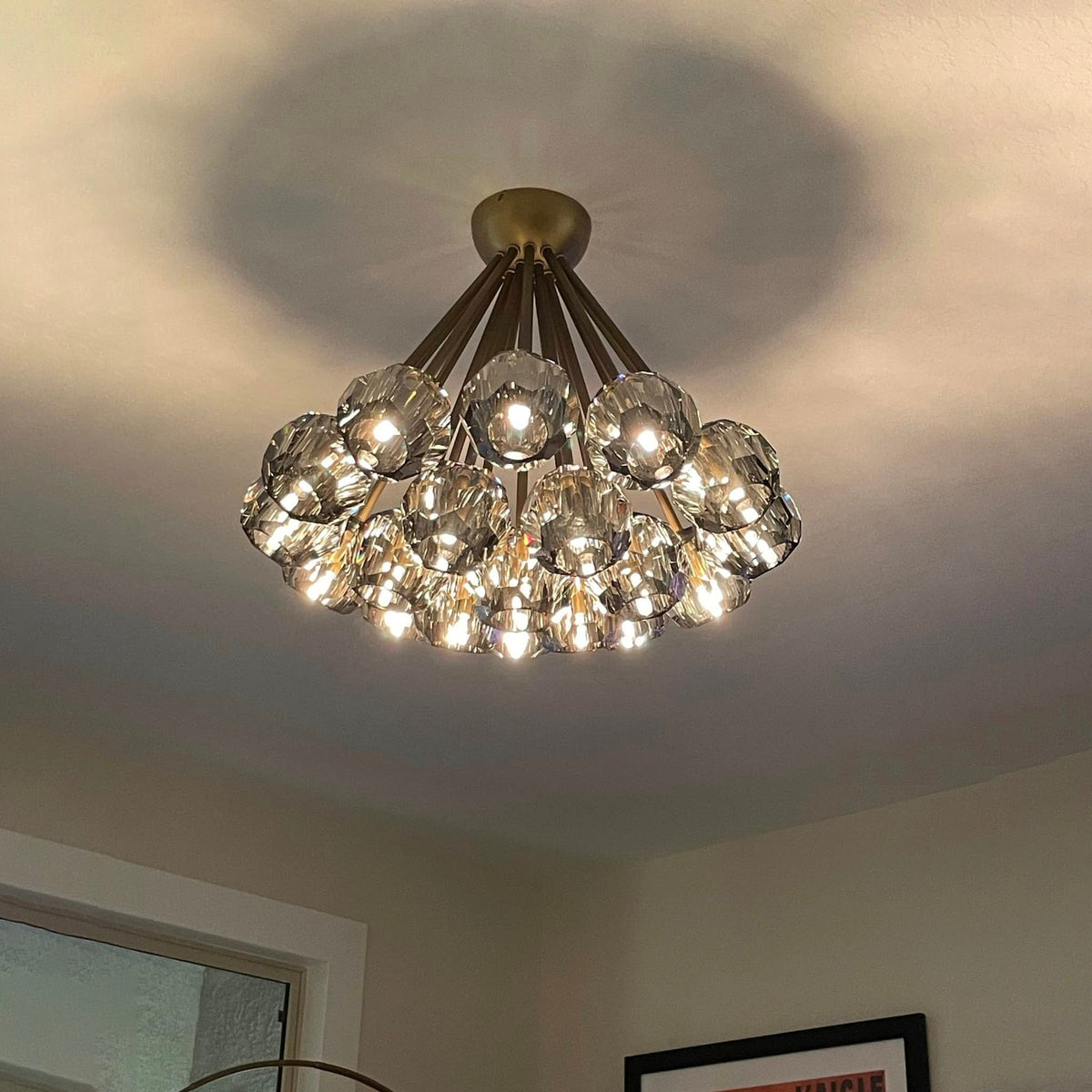 Lumerae 24 Inch Sputnik Globe Smoked Crystal Ceiling Chandelier