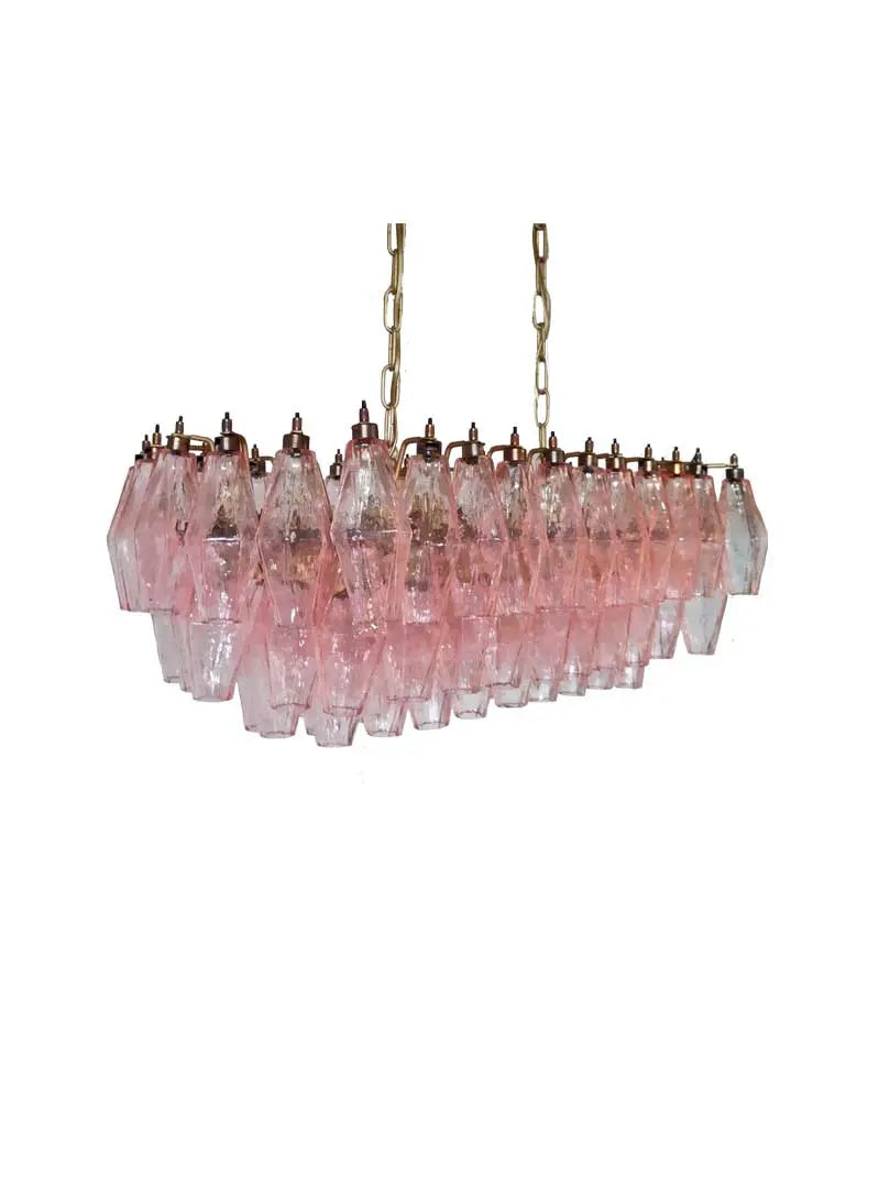 Murano Chandelier – Poliedri – 84 glasses – Pink by Meetlighting
