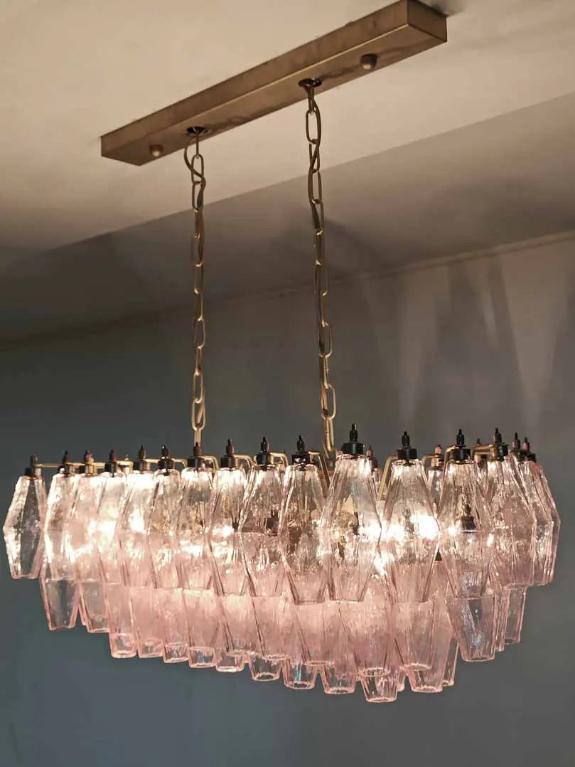 Murano Chandelier – Poliedri – 84 glasses – Pink by Meetlighting