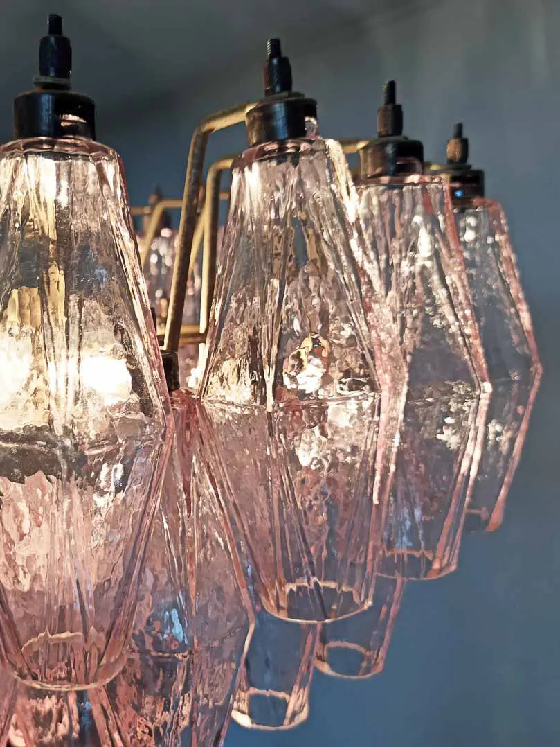 Murano Chandelier – Poliedri – 84 glasses – Pink by Meetlighting