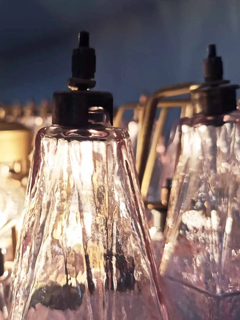 Murano Chandelier – Poliedri – 84 glasses – Pink by Meetlighting