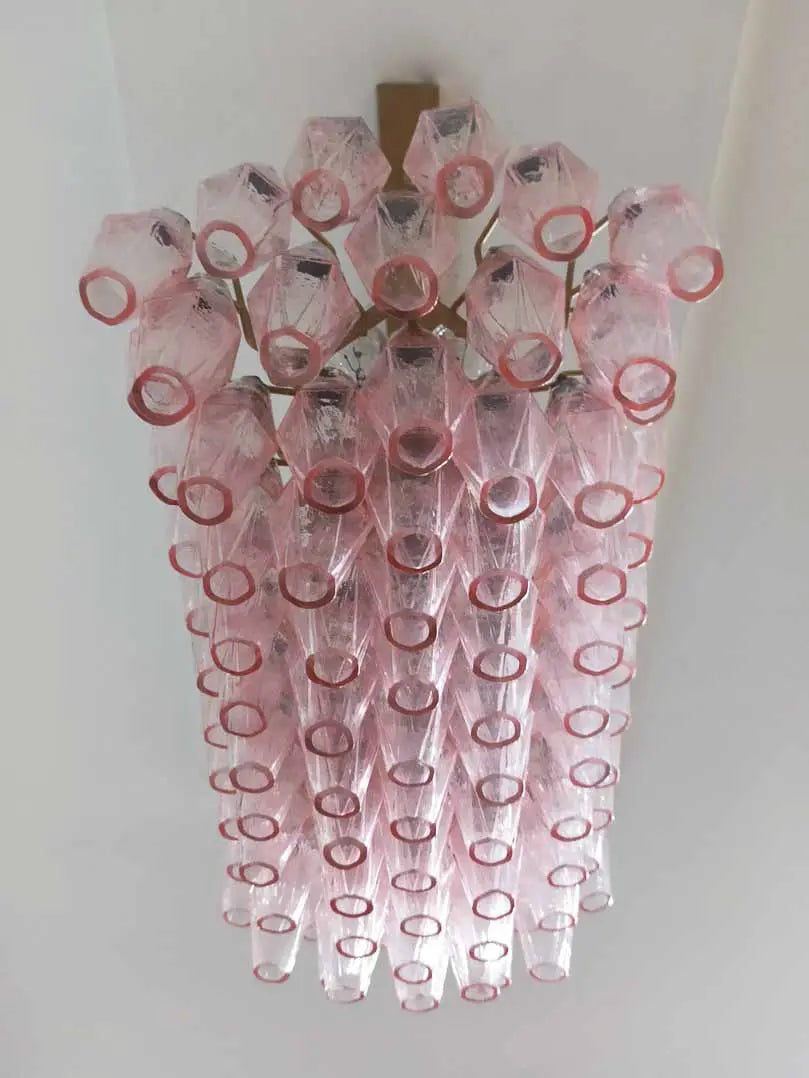 Murano Chandelier – Poliedri – 84 glasses – Pink by Meetlighting