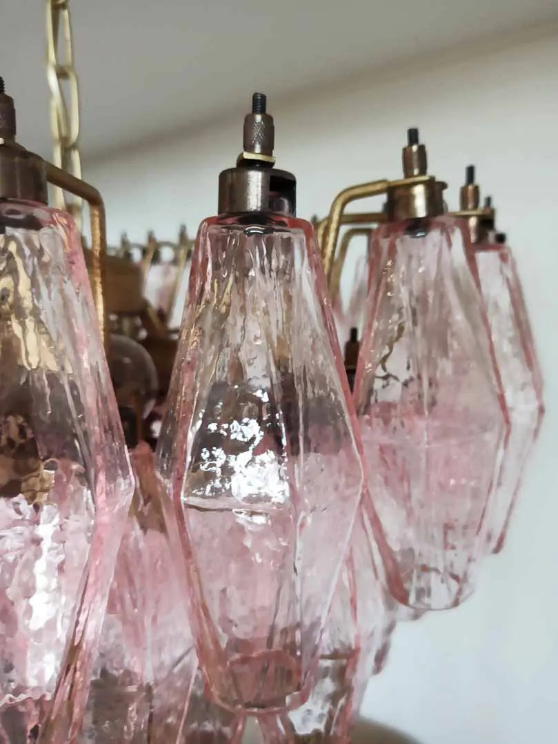 Murano Chandelier – Poliedri – 84 glasses – Pink by Meetlighting