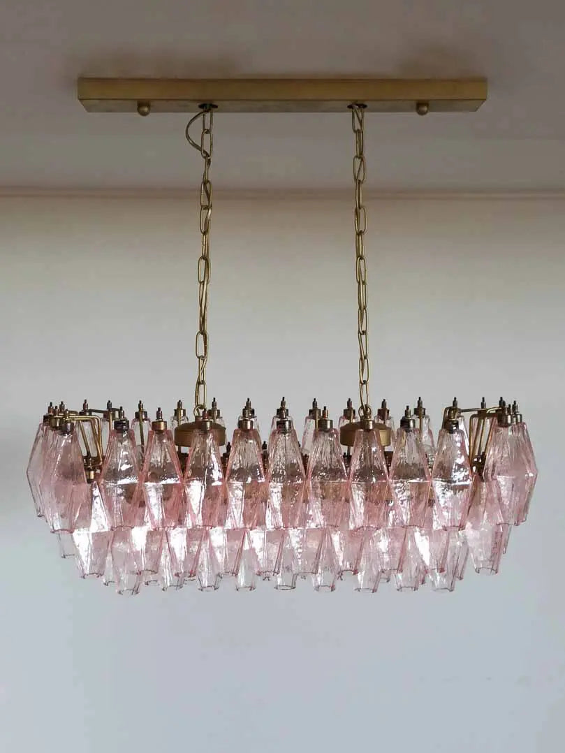 Murano Chandelier – Poliedri – 84 glasses – Pink by Meetlighting