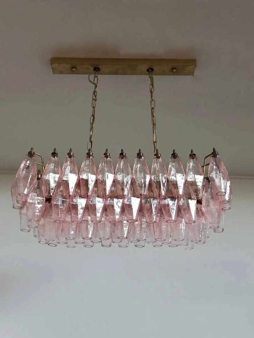 Murano Chandelier – Poliedri – 84 glasses – Pink by Meetlighting