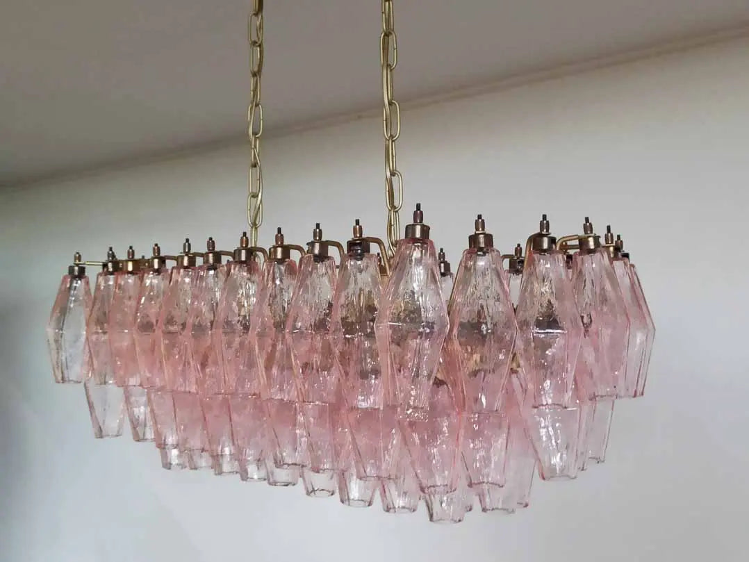 Murano Chandelier – Poliedri – 84 glasses – Pink by Meetlighting