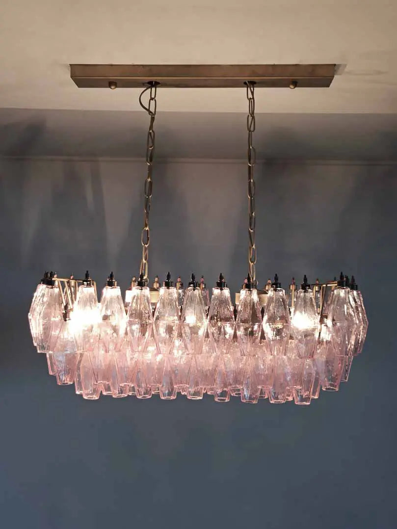 Murano Chandelier – Poliedri – 84 glasses – Pink by Meetlighting