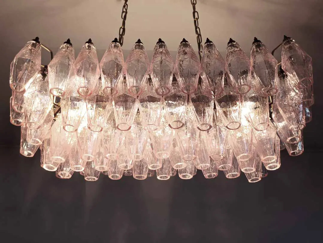 Murano Chandelier – Poliedri – 84 glasses – Pink by Meetlighting