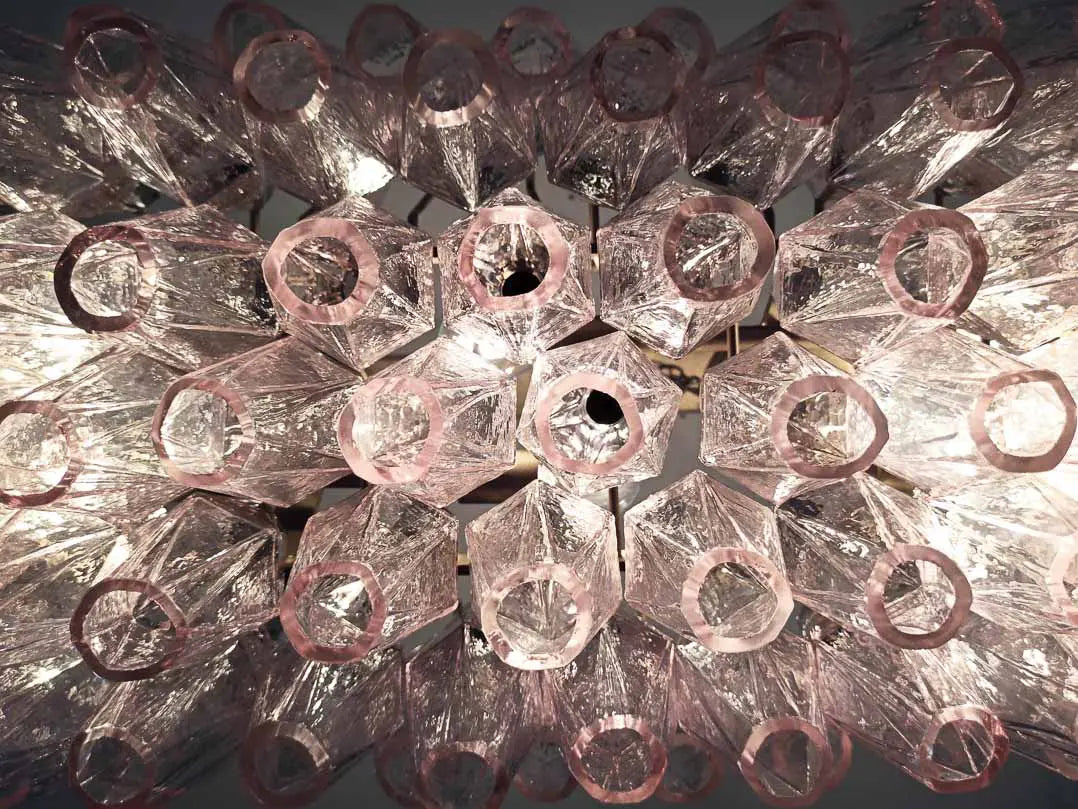 Murano Chandelier – Poliedri – 84 glasses – Pink by Meetlighting