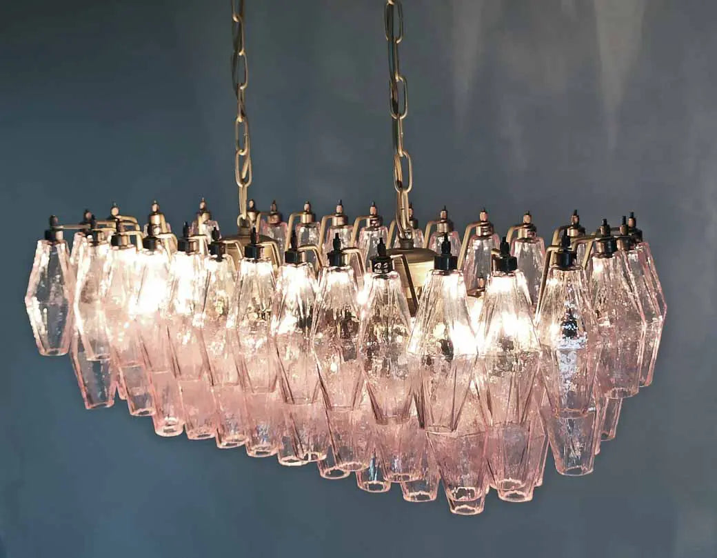 Murano Chandelier – Poliedri – 84 glasses – Pink by Meetlighting