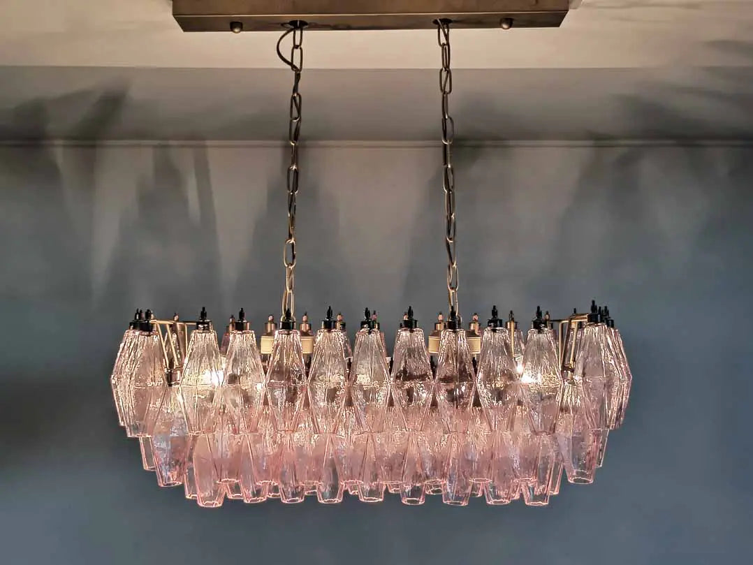 Murano Chandelier – Poliedri – 84 glasses – Pink by Meetlighting