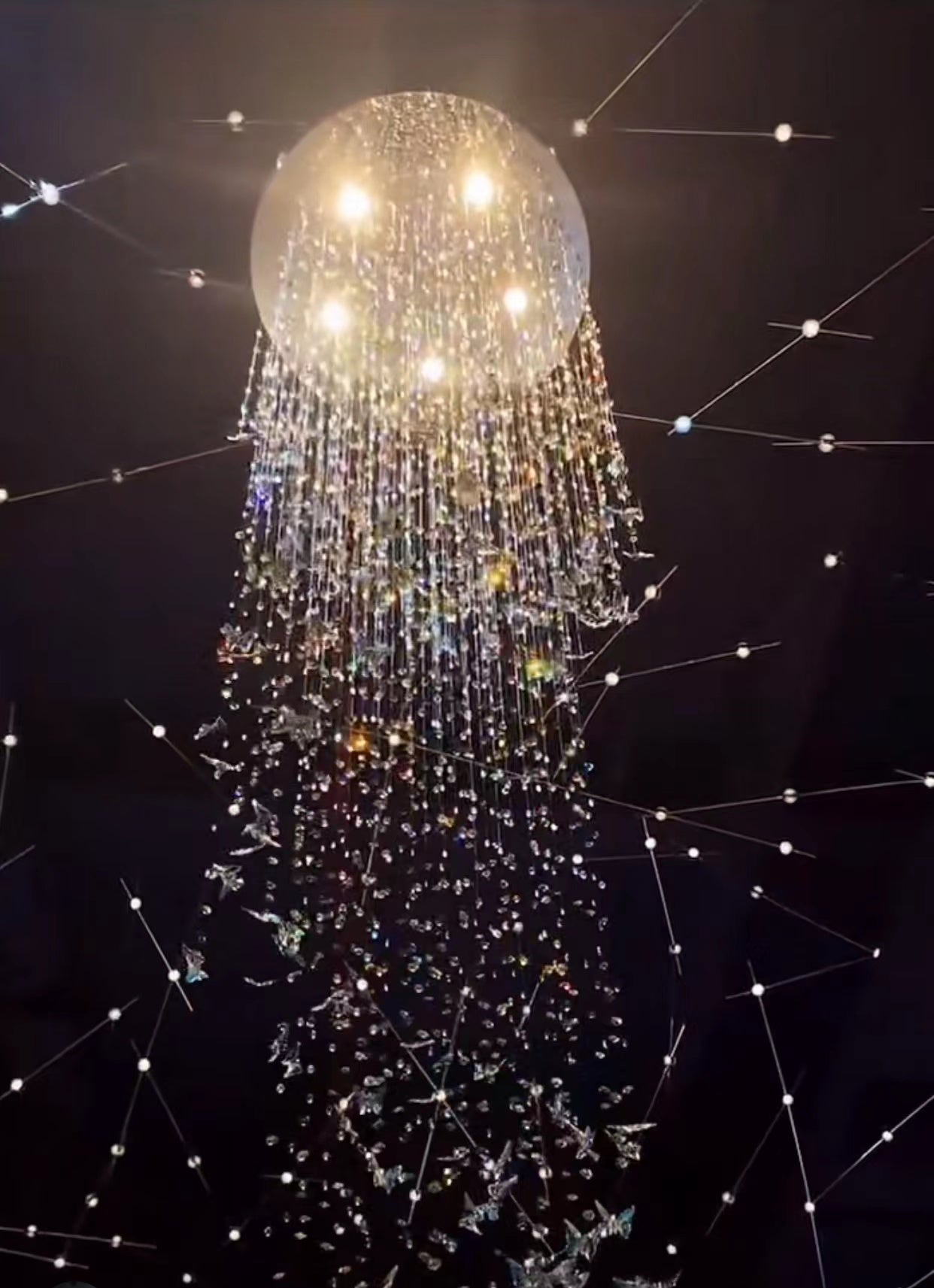 Northern European Style K9 Crystal Floating Butterfly Chandelier for High-ceiling-MEET LIGHTING