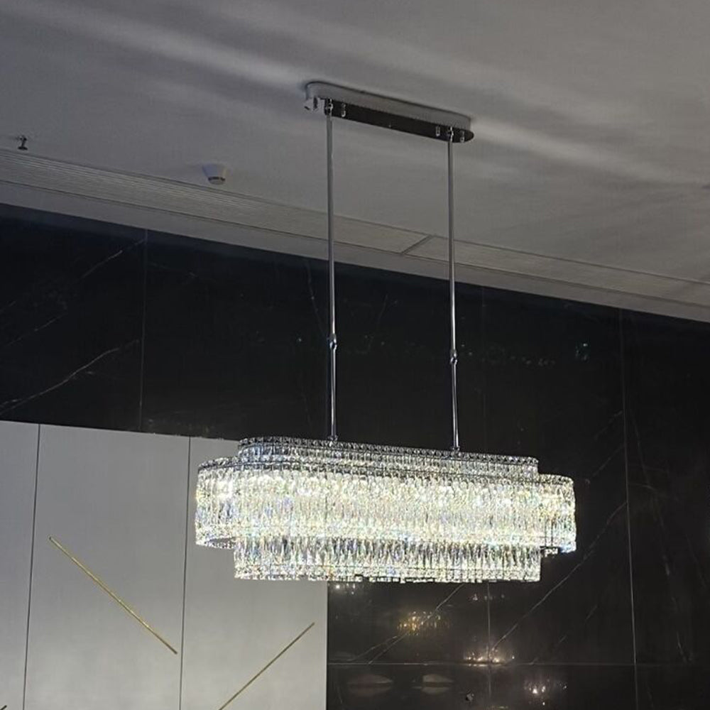 Stunning Modern Rectangle Ceiling Light Crystal Chandelier For Dining Table/Coffee Table/Living Room/Bedroom-MEET LIGHTING