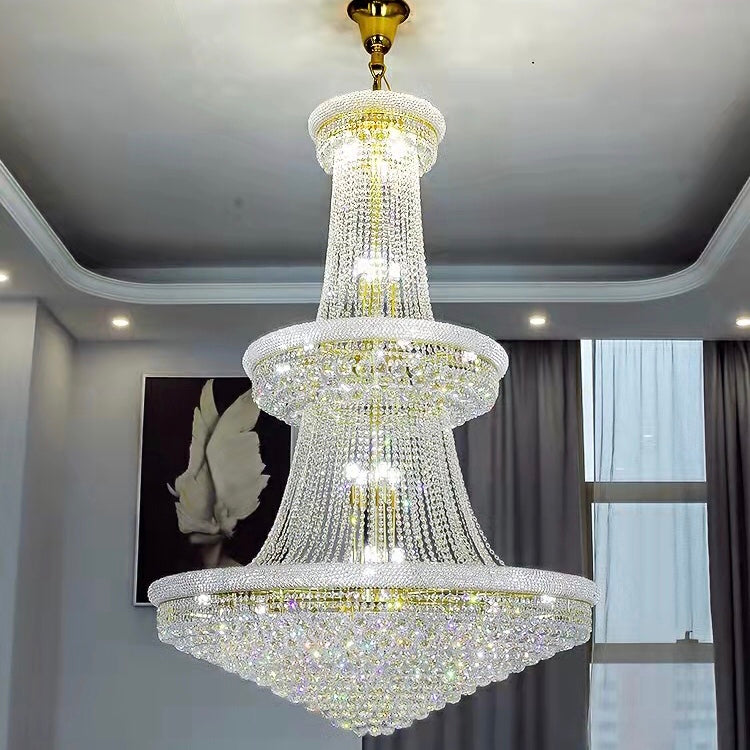 Luxury French Empire Chandelier for Villa Hall Ceiling Three-layers Crystal Light for Hotel Lobby-MEET LIGHTING