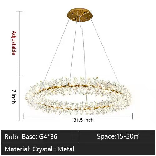 2 Wheel Frozen Ice Crystal Chandelier Light For Living Room Dining Hall-MEET LIGHTING
