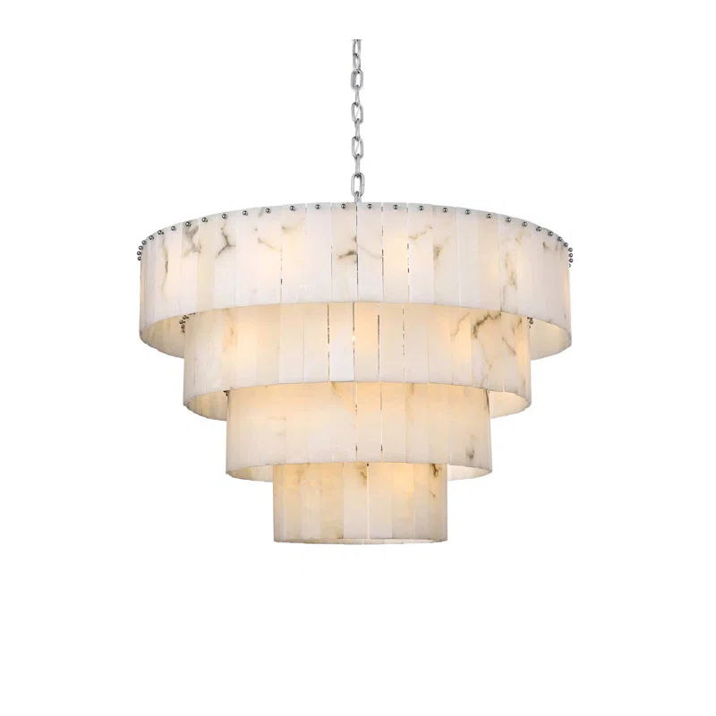 Intisar 40 inch Alabaster Chandelier in Satin Gold