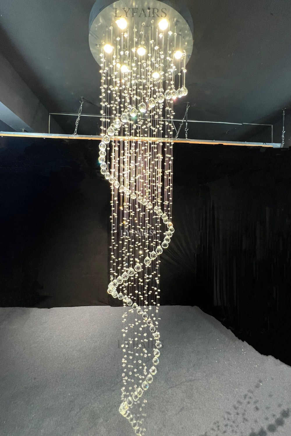 Extra Large Modern Spiral Raindrop Crystal Chandelier For Entryway-MEET LIGHTING