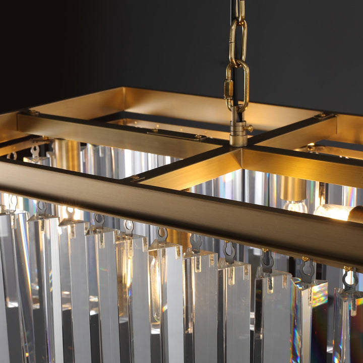 Rhys Rectangular Chandelier 59",Crystal Prism 8-lights