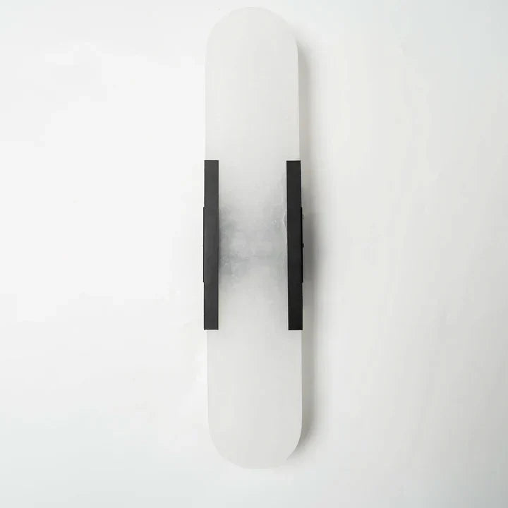 Modern Melange Elongated Alabaster Linear Wall Sconce