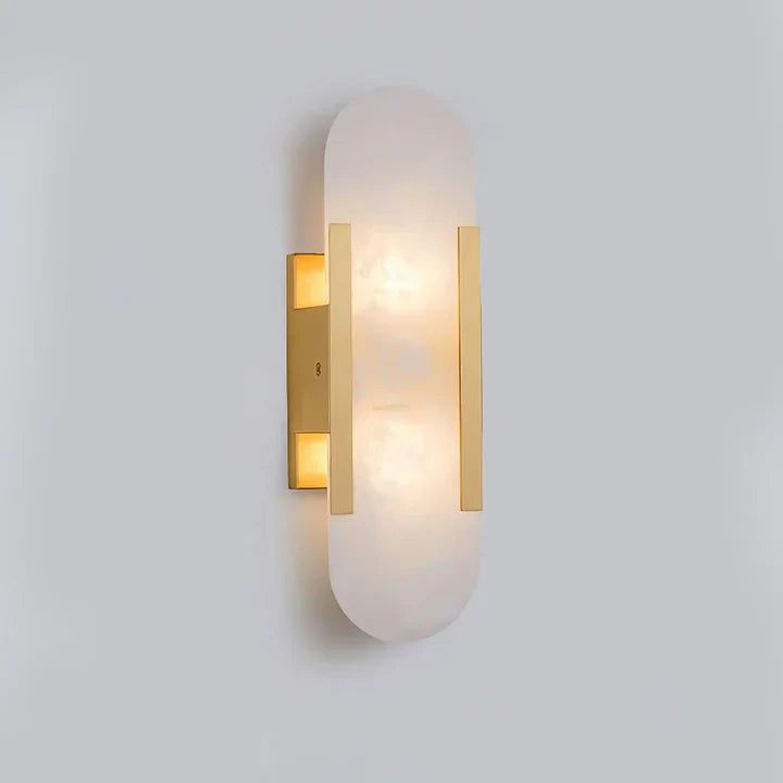 Modern Melange Elongated Alabaster Linear Wall Sconce