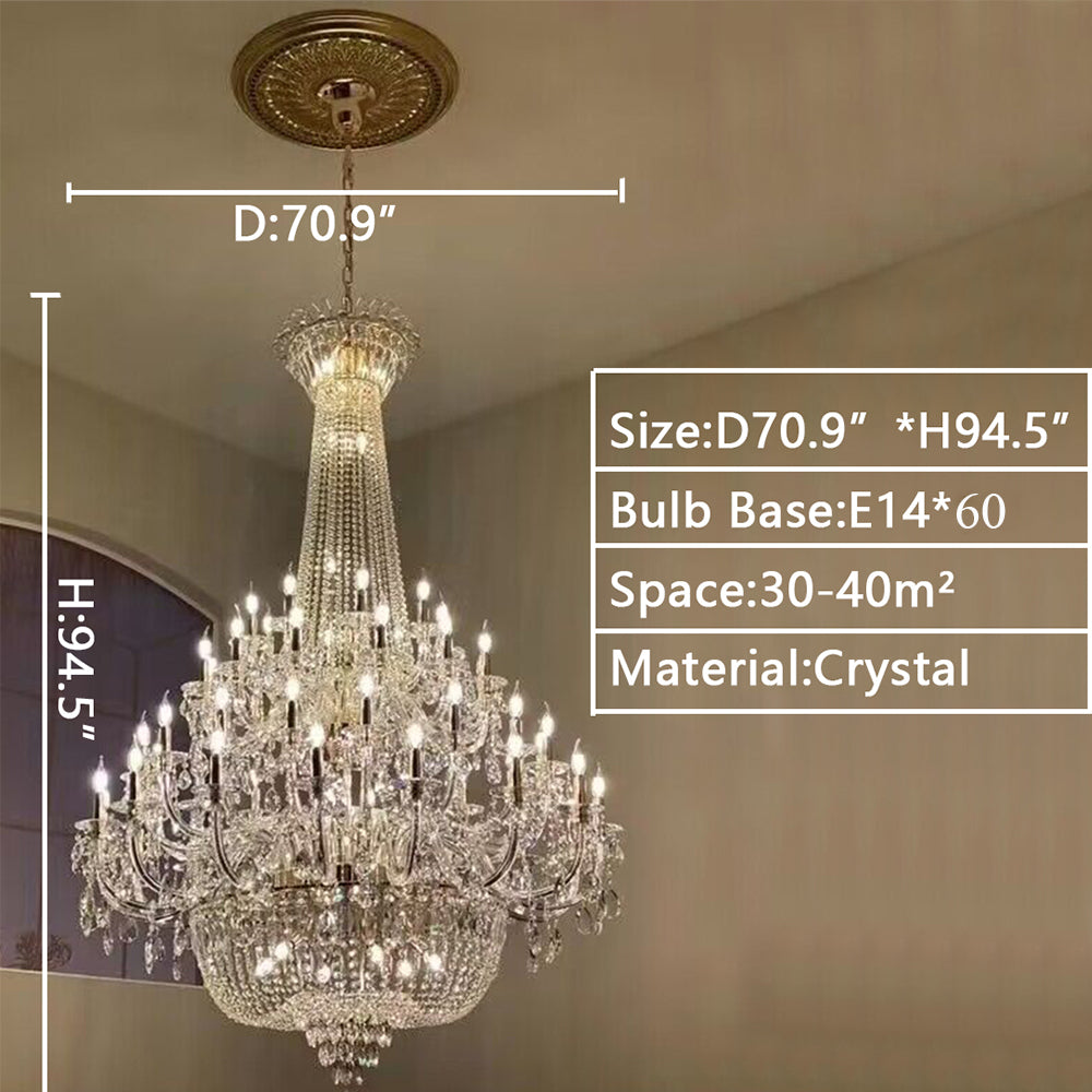 Extra Large European-style Multi-layers Candle Luxury Crystal Chandelier Gold Art Foyer/Staircase Decorative Light Fixture-MEET LIGHTING