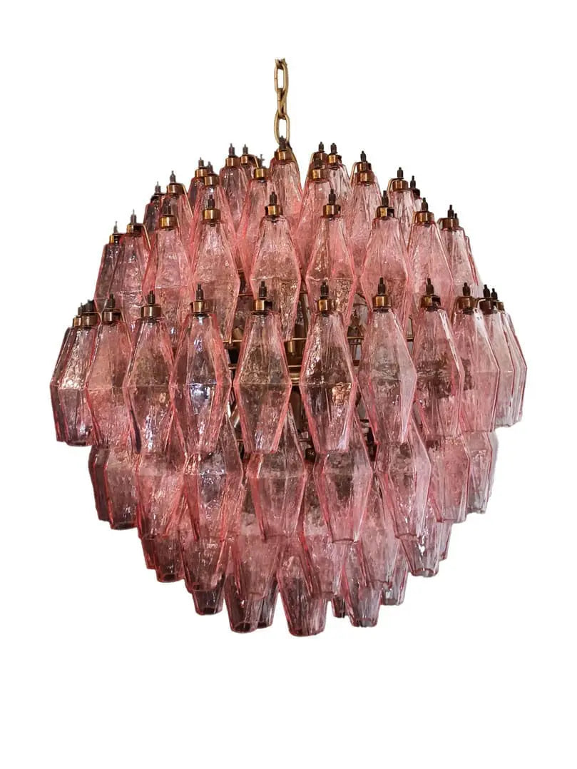 Murano Chandelier – Poliedri -140 glass – Pink by Meetlighting