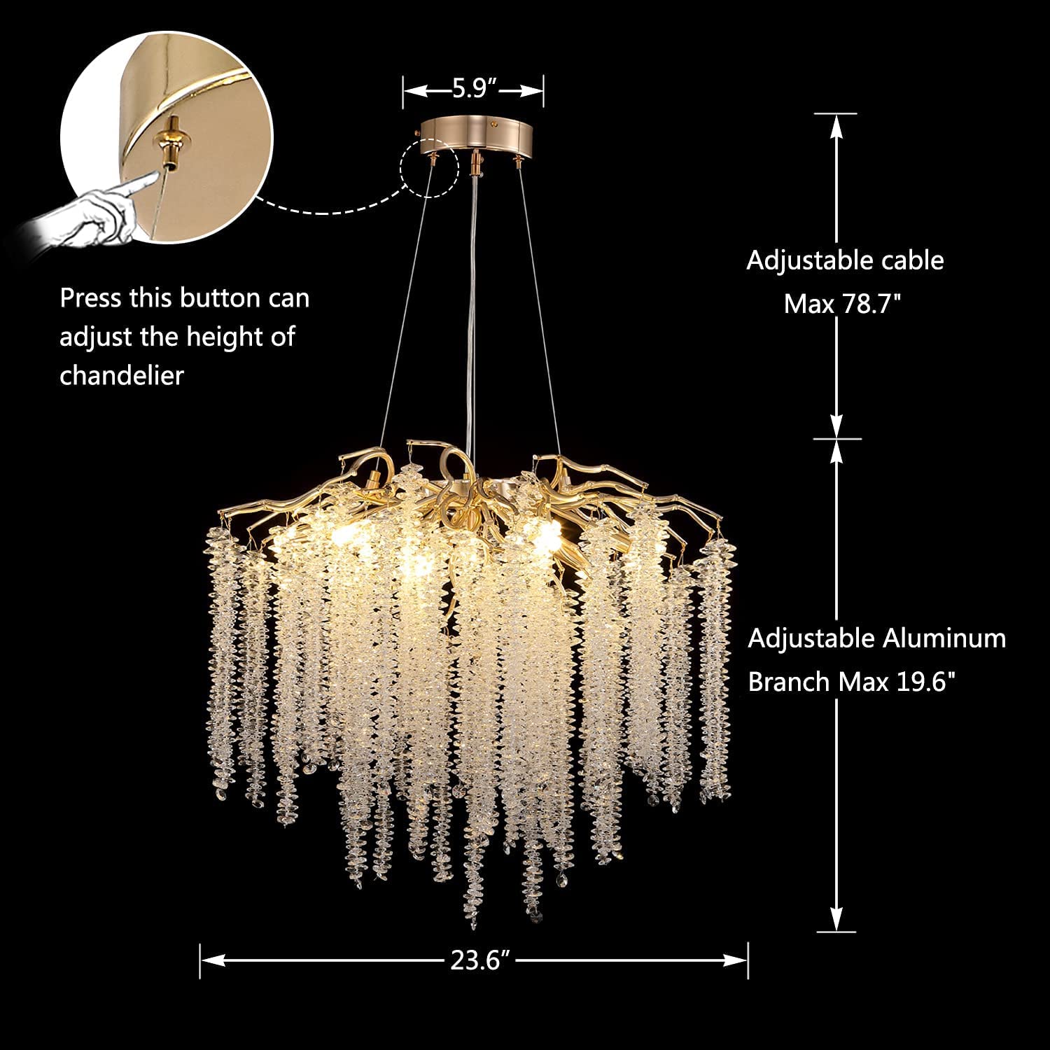 Branch Style Ceiling Light Crystal icicle Chandelier For Dining Table for Modern Home-MEET LIGHTING