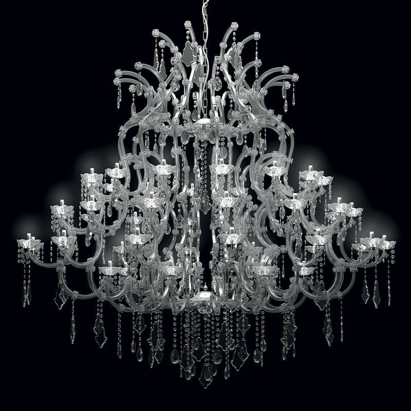 75" wide chrome maria crystal chandelier