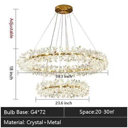 2 Wheel Frozen Ice Crystal Chandelier Light For Living Room Dining Hall-MEET LIGHTING