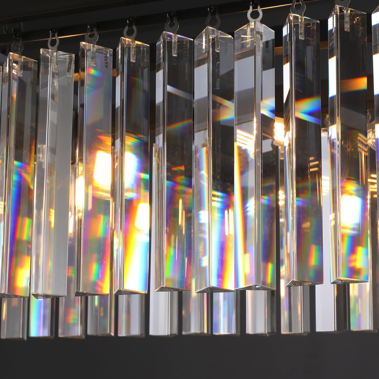 Rhys Rectangular Chandelier 59",Crystal Prism 8-lights