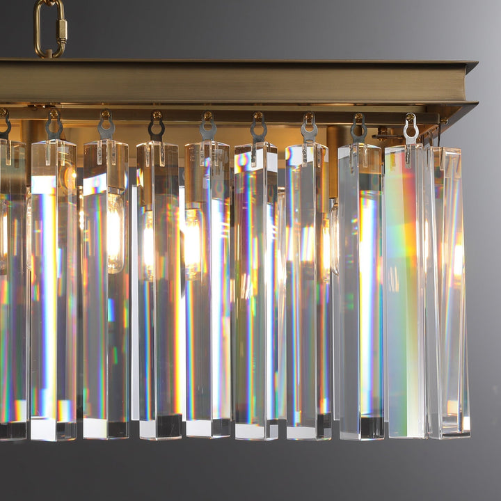 Rhys Rectangular Chandelier 59",Crystal Prism 8-lights