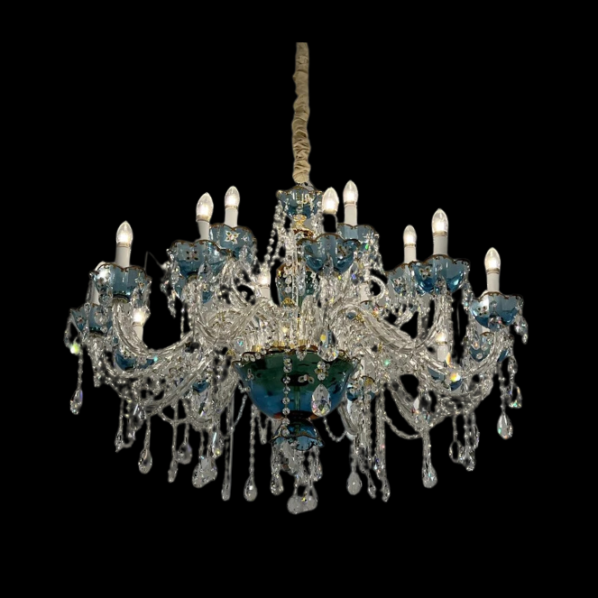 French Romantic Blue Crystal Designer Chandelier Modern Art Candle Branch Light Fixture For Bedroom/Living Room/Dining Room-MEET LIGHTING