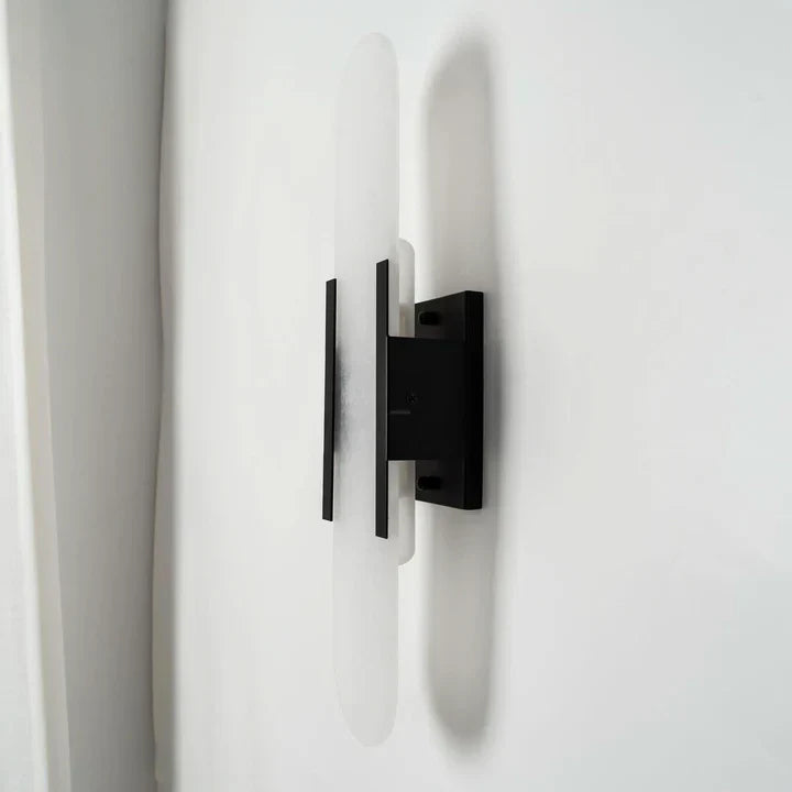 Modern Melange Elongated Alabaster Linear Wall Sconce
