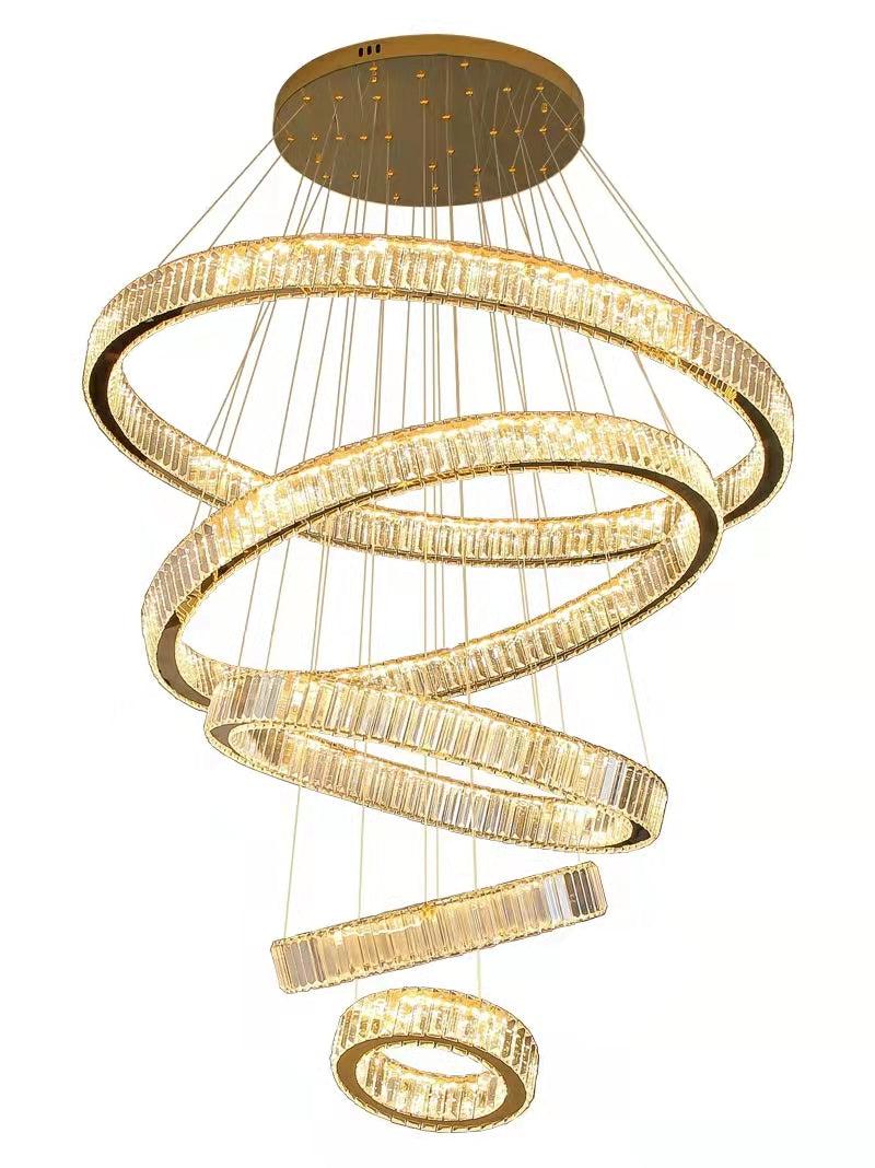 Modern Front Entryway Chandelier 3/4/5/6/7 Rings Crystal Gold/ Chrome Finish Ceiling Lamp-MEET LIGHTING