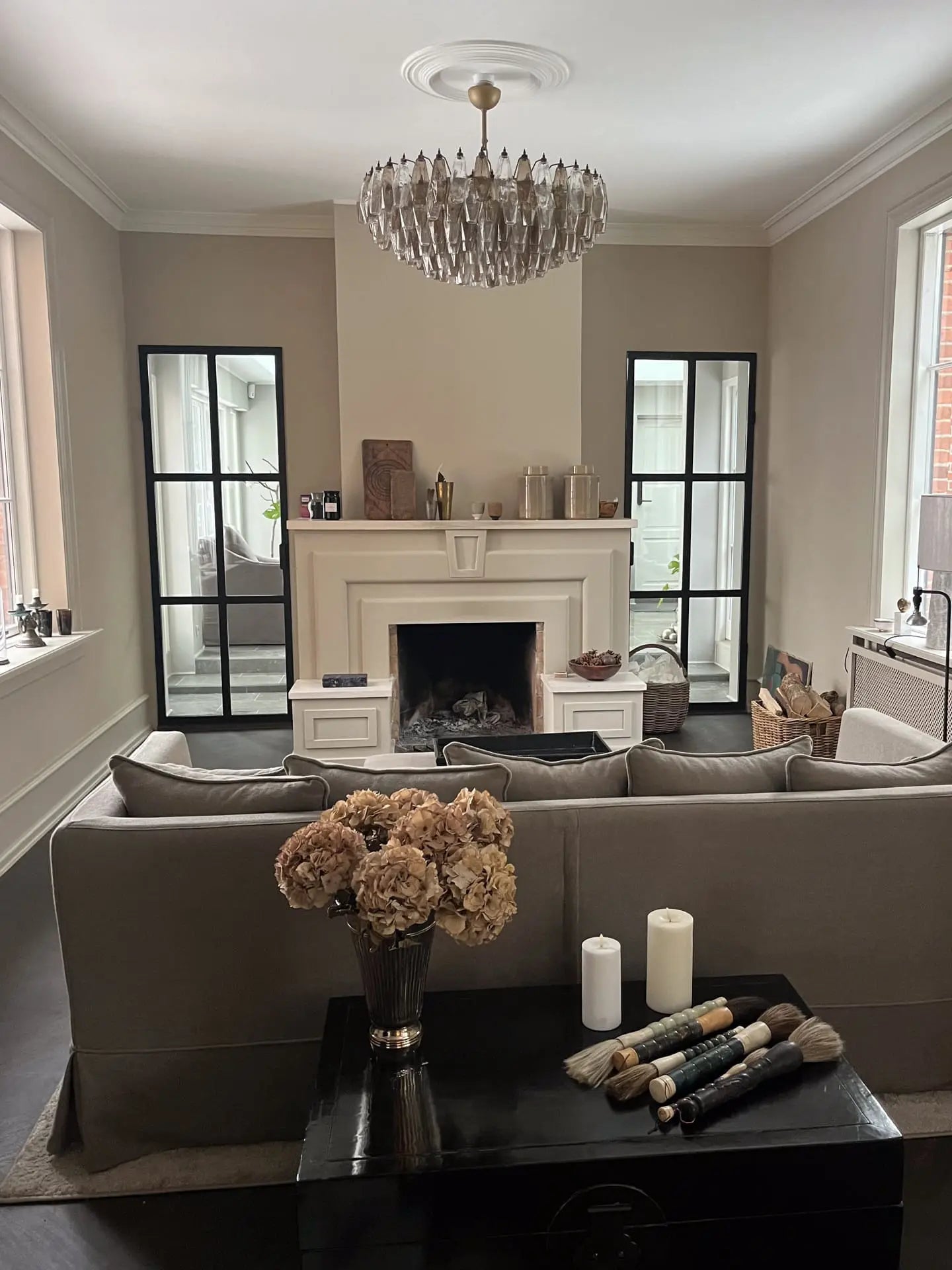 Murano Chandelier – Poliedri – 185 glass – Smoked/Transparent