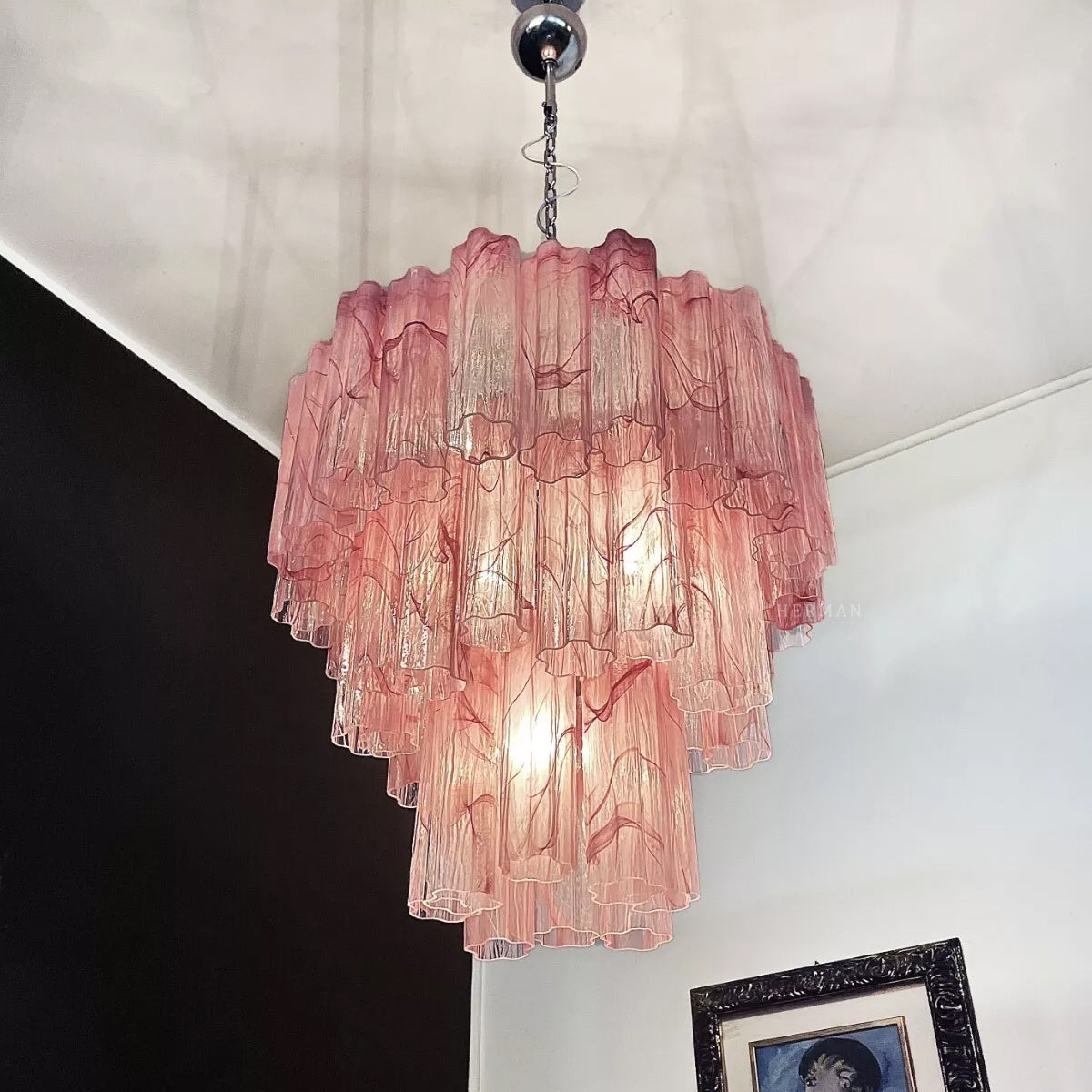 Murano Chandelier – 48 tubes – Alabaster Pink