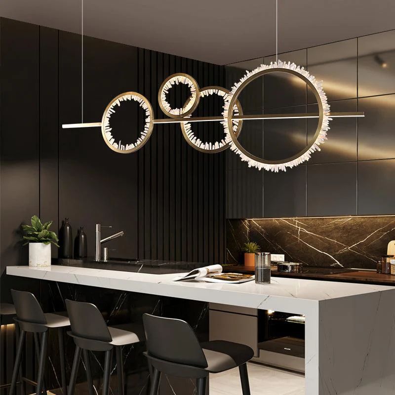 Rose Rock Crystal Gear Chandelier Contemporary Chandelier Hallway-MEET LIGHTING