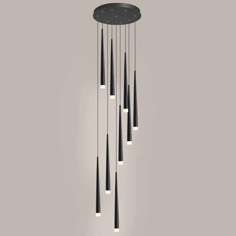 Minimalism Black Metal Ceiling Pendant Lighting Fixture For Staircase in Gold/ Black Finish