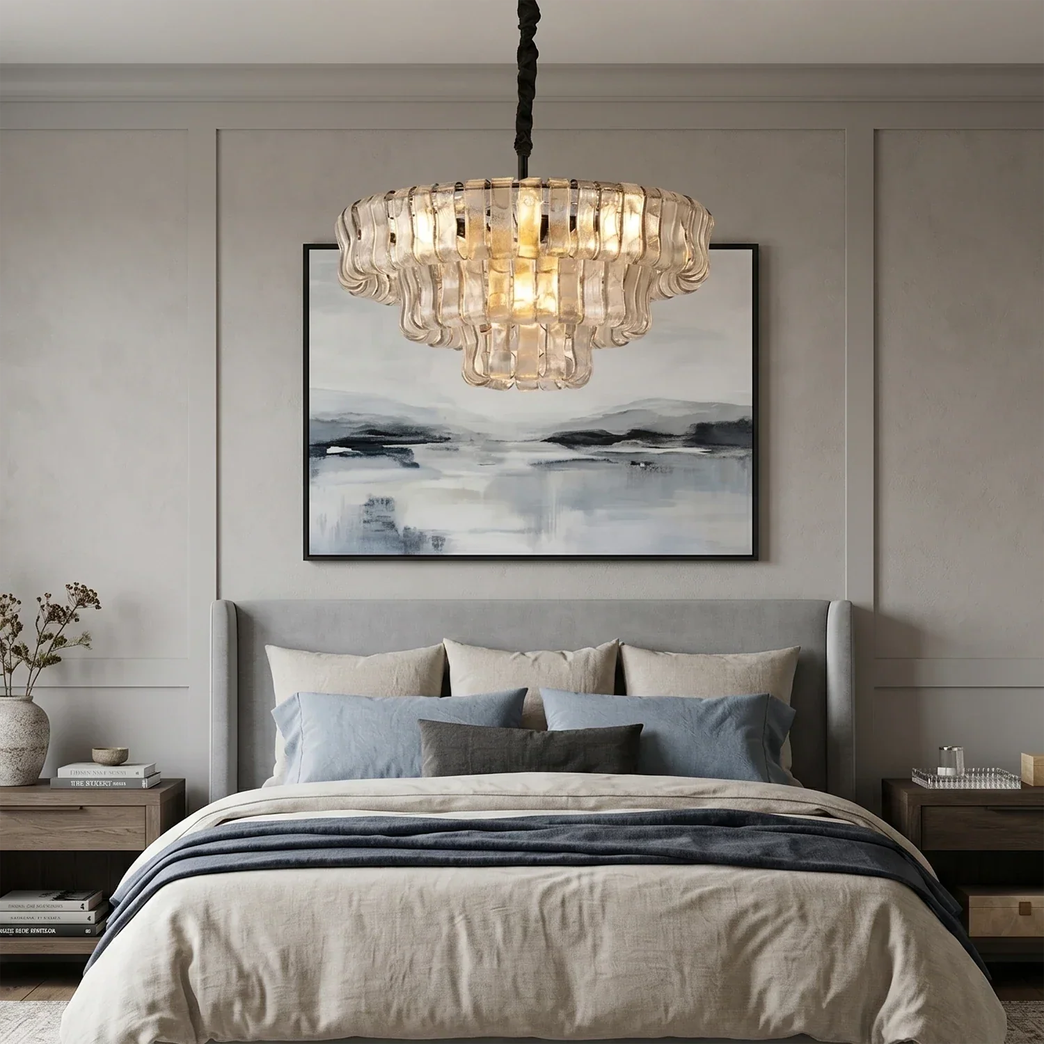 Art Glass Ghiaccio Round Chandelier 24" 36" 48" 60"