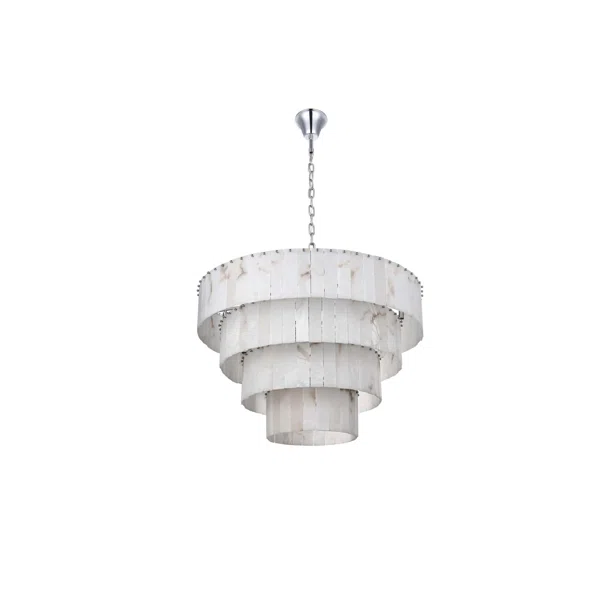 Intisar 40 inch Alabaster Chandelier in Satin Gold