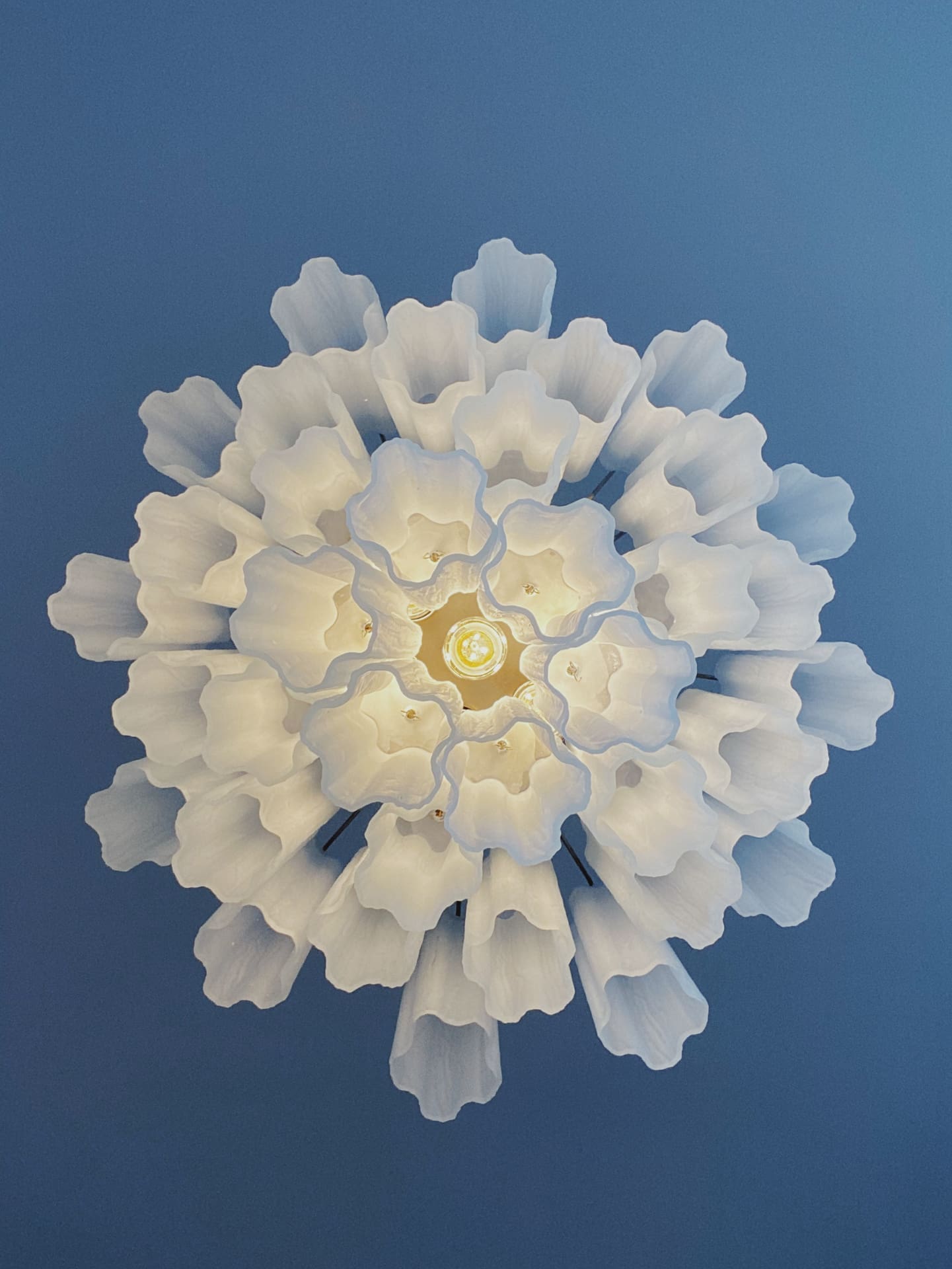 Matte White 36-Tube Murano Glass Chandelier