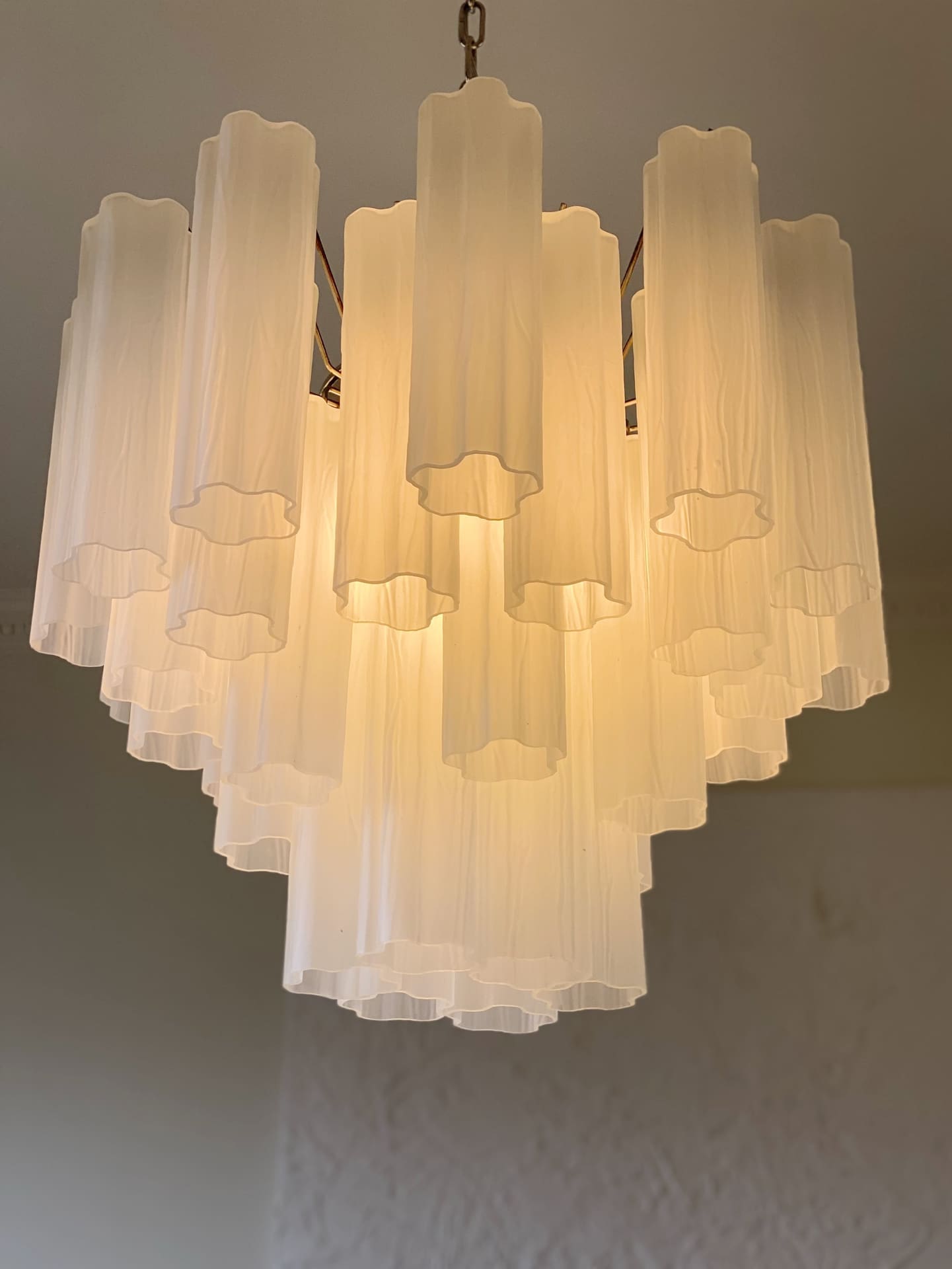 Matte White 36-Tube Murano Glass Chandelier