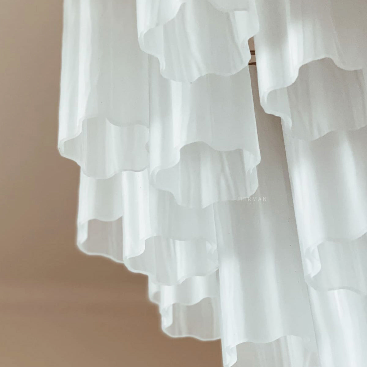 Matte White 36-Tube Murano Glass Chandelier