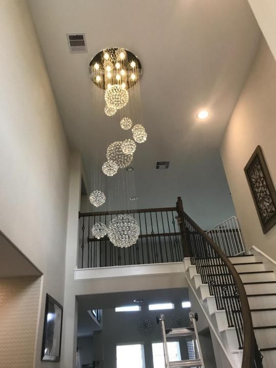 Stately Duplex Crystal Chandelier Spiral Raindrop Globe Shape Ceiling Hanging Light for Entryway/Staircase-MEET LIGHTING
